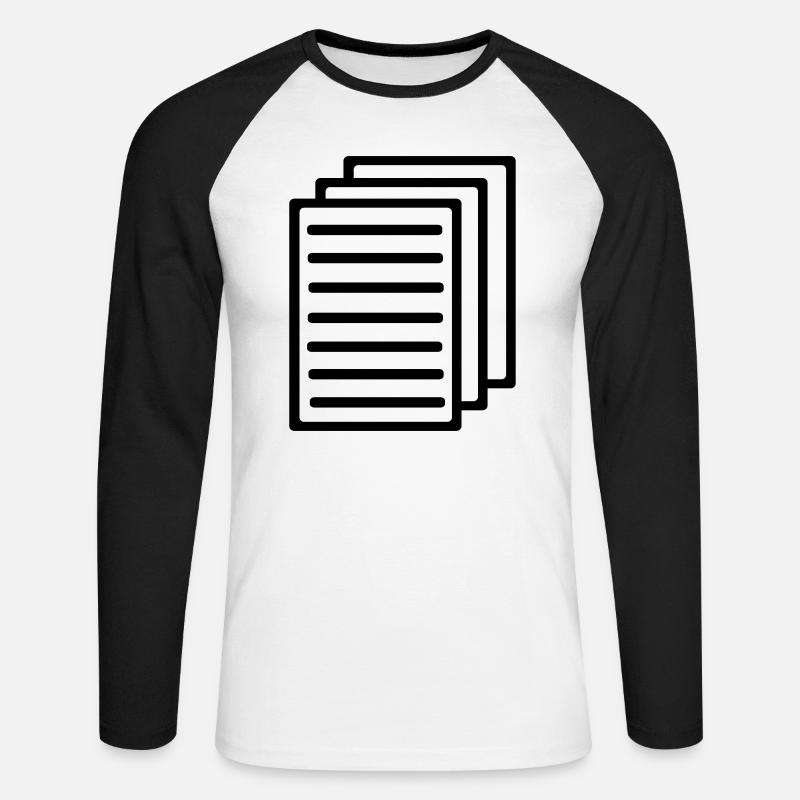 Papier - Unisex Baseballshirt langarm - Weiß/Schwarz