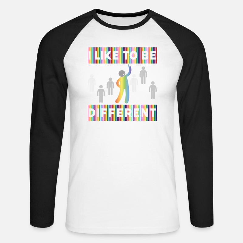 Be Different - Unisex Baseballshirt langarm - Weiß/Schwarz