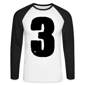 Maillot numéro 3 - T-shirt baseball manches longues Homme - blanc/noir - Devant - Nik (191cm)