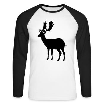 hirsch - geweih - jagd - jäger - Unisex Baseballshirt langarm - Weiß/Schwarz - Vorne - Nik (191cm)