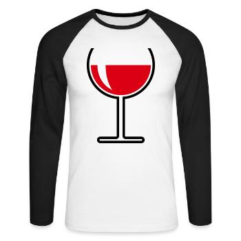 XRotweinglas Rund Offen (Rotwein / Wein / 2C) - Unisex Baseballshirt langarm - Weiß/Schwarz - Vorne - Nik (191cm)