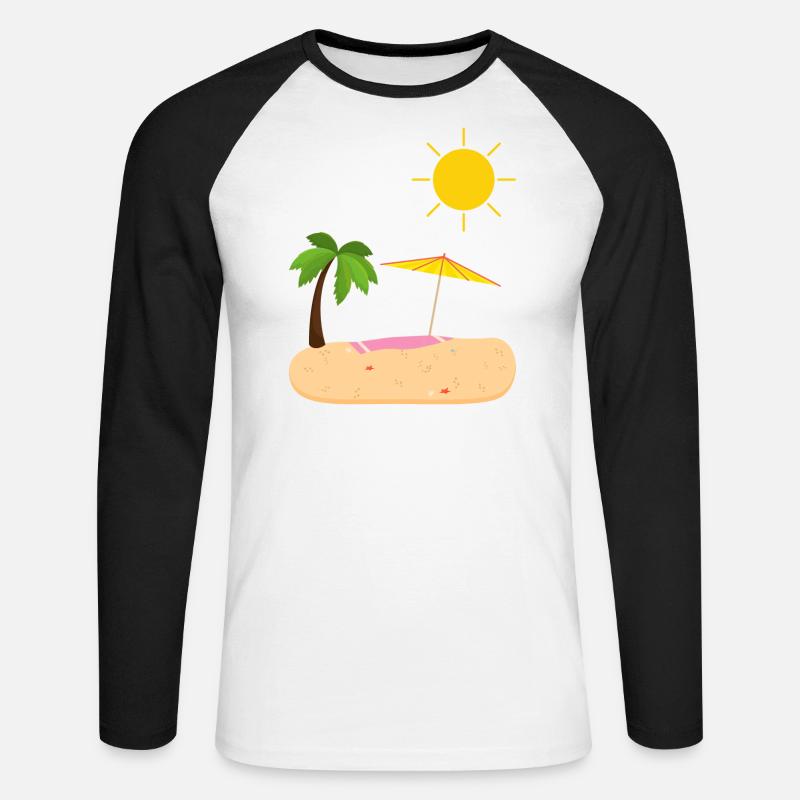 Summer Beach Sun Palm Trees - Unisex Long Sleeve Baseball T-Shirt - white/black