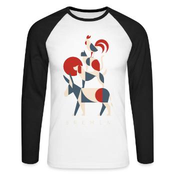 Bremer Stadtmusikanten Bremen Geometric Shapes - Unisex Baseballshirt langarm - Weiß/Schwarz - Vorne - Nik (191cm)