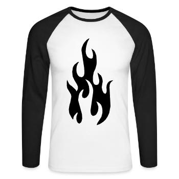 Flamme - T-shirt baseball manches longues Homme - blanc/noir - Devant - Nik (191cm)