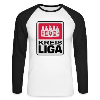 kreisliga - Unisex Baseballshirt langarm - Weiß/Schwarz - Vorne - Nik (191cm)
