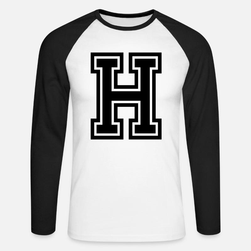 H - Unisex Baseballshirt langarm - Weiß/Schwarz