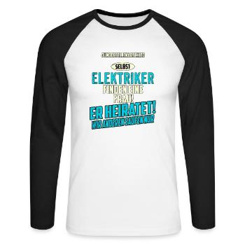 JGA Team - Elektriker - strong sky blue - - Unisex Baseballshirt langarm - Weiß/Schwarz - Vorne - Nik (191cm)