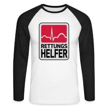 Rettungshelfer - Unisex Baseballshirt langarm - Weiß/Schwarz - Vorne - Nik (191cm)