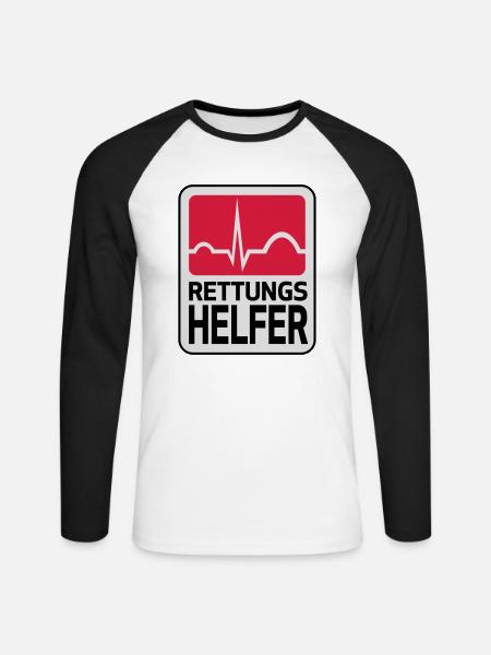 Rettungshelfer - Unisex Baseballshirt langarm - Weiß/Schwarz