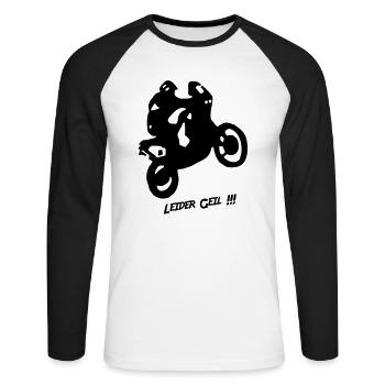 Motorrad - Leider geil - Unisex Baseballshirt langarm - Weiß/Schwarz - Vorne - Nik (191cm)