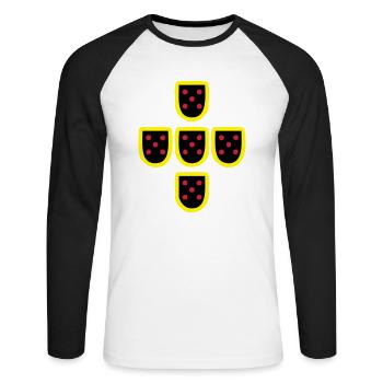 Quinas Portugal 3 couleurs - T-shirt baseball manches longues Homme - blanc/noir - Devant - Nik (191cm)