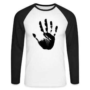 Hand print - Unisex Long Sleeve Baseball T-Shirt - white/black - Front - Nik (191cm)