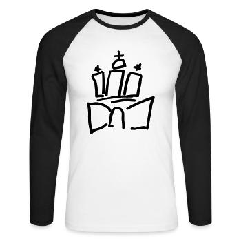 lockere Hamburg-Wappen Illustration - Unisex Baseballshirt langarm - Weiß/Schwarz - Vorne - Nik (191cm)
