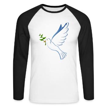 Colombe de la Paix - T-shirt baseball manches longues Homme - blanc/noir - Devant - Nik (191cm)
