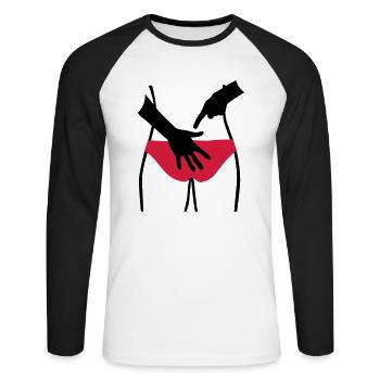 Beachvolleyball - Unisex Baseballshirt langarm - Weiß/Schwarz - Vorne - Nik (191cm)