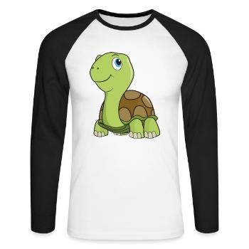 Landschildkröte Schildkröte - Unisex Baseballshirt langarm - Weiß/Schwarz - Vorne - Nik (191cm)