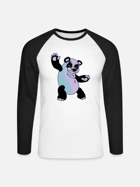 Panda Kiss - Unisex Long Sleeve Baseball T-Shirt - white/black