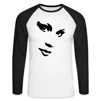sexy girl, street art - T-shirt baseball manches longues Homme - blanc/noir - Devant - Nik (191cm)