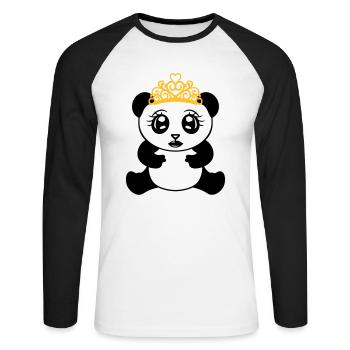 weiblich maedchen prinzessin krone koenigin schoen - Unisex Baseballshirt langarm - Weiß/Schwarz - Vorne - Nik (191cm)