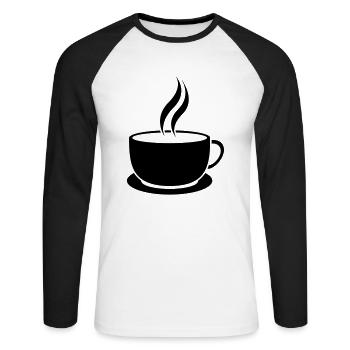 Cafe-Tasse - Unisex Baseballshirt langarm - Weiß/Schwarz - Vorne - Nik (191cm)