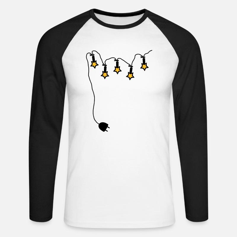 Lichterkette mit Stecker - V2 - Unisex Baseballshirt langarm - Weiß/Schwarz