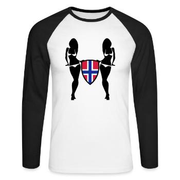 Norway - T-shirt baseball manches longues Homme - blanc/noir - Devant - Nik (191cm)