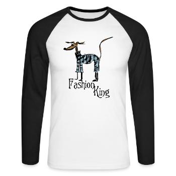 fashion king - Unisex Long Sleeve Baseball T-Shirt - white/black - Front - Nik (191cm)