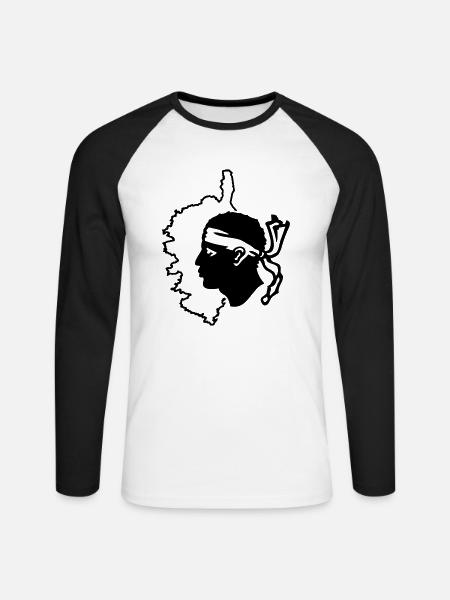 Korsika Karte und Flagge - Unisex Baseballshirt langarm - Weiß/Schwarz