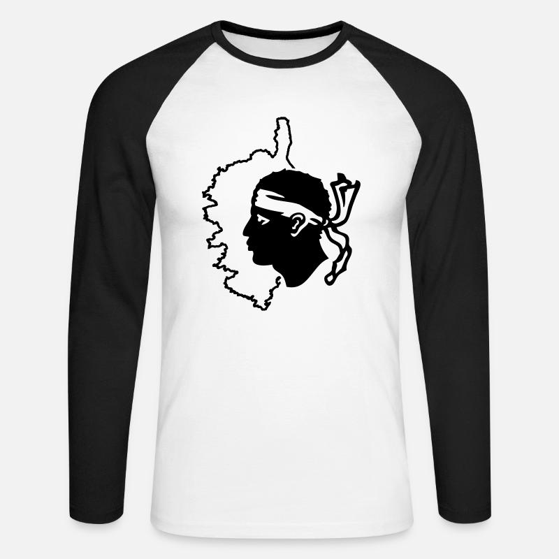Corsica la mappa e bandiera - Maglia da baseball a manica lunga da uomo - bianco/nero