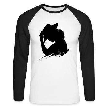 JaC's Cowgirl - Unisex Baseballshirt langarm - Weiß/Schwarz - Vorne - Nik (191cm)