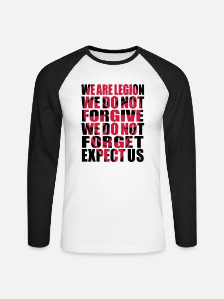 Anonymous Motto Shadow - Unisex Long Sleeve Baseball T-Shirt - white/black