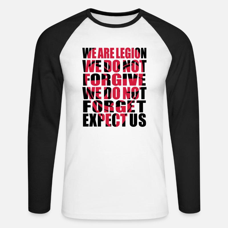 Anonymous Motto Shadow - Unisex Baseballshirt langarm - Weiß/Schwarz