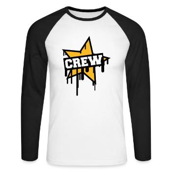 Crew - T-shirt baseball manches longues Homme - blanc/noir - Devant - Nik (191cm)