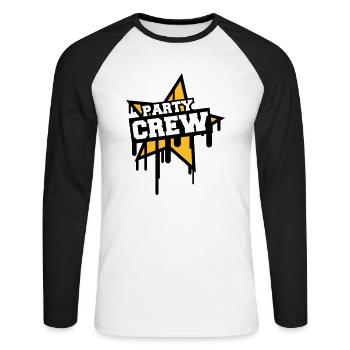 Party Crew - Unisex Long Sleeve Baseball T-Shirt - white/black - Front - Nik (191cm)