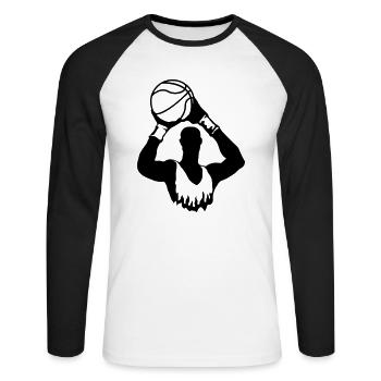 Basket-ball - T-shirt baseball manches longues Homme - blanc/noir - Devant - Nik (191cm)
