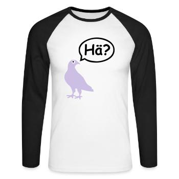 Lustige Taube - Unisex Baseballshirt langarm - Weiß/Schwarz - Vorne - Nik (191cm)