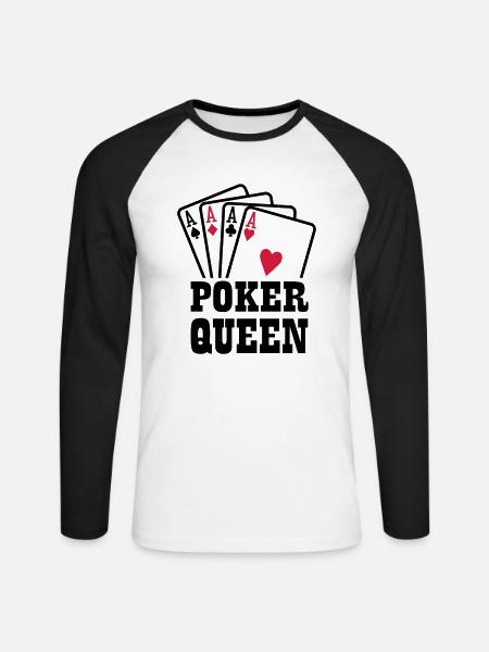 Poker Queen - Unisex Long Sleeve Baseball T-Shirt - white/black