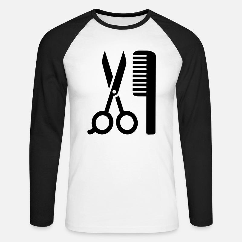 Friseur - Unisex Baseballshirt langarm - Weiß/Schwarz