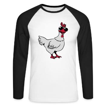 Chicken sunglasses cool - Unisex Long Sleeve Baseball T-Shirt - white/black - Front - Nik (191cm)