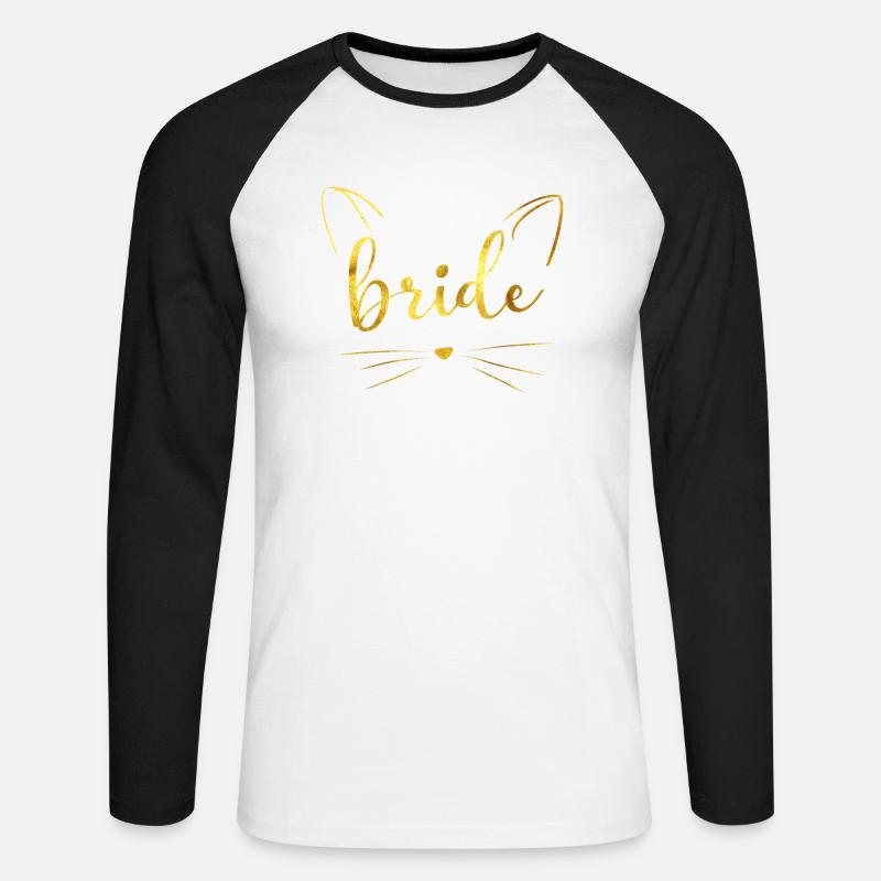 Braut Katze - Unisex Baseballshirt langarm - Weiß/Schwarz