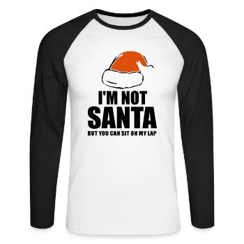 Je ne suis pas Santa Santa drôle citation de Noël - T-shirt baseball manches longues Homme - blanc/noir - Devant - Nik (191cm)