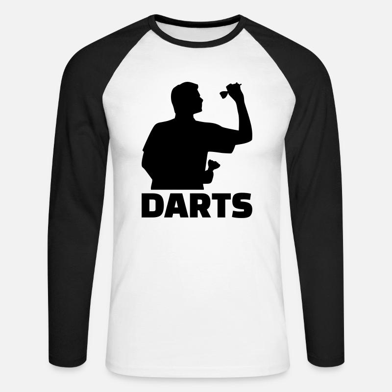Darts - Unisex Baseballshirt langarm - Weiß/Schwarz