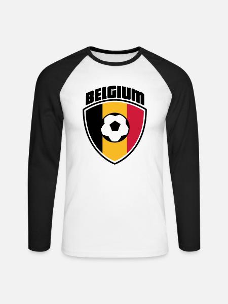belgium - Unisex Long Sleeve Baseball T-Shirt - white/black