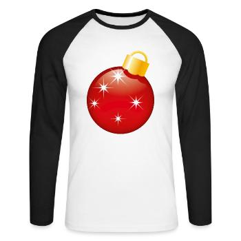 Smiley Christmas bauble - Unisex Long Sleeve Baseball T-Shirt - white/black - Front - Nik (191cm)