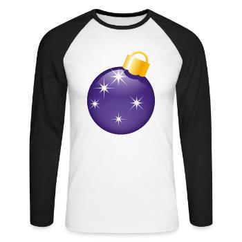 Smiley Christmas bauble - Unisex Long Sleeve Baseball T-Shirt - white/black - Front - Nik (191cm)