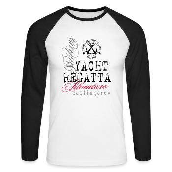 Maritime - Yacht Regatta - Unisex Baseballshirt langarm - Weiß/Schwarz - Vorne - Nik (191cm)