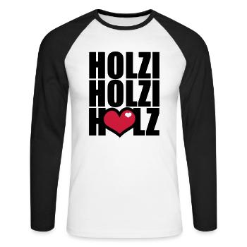 Ich und mein Holz - T-shirt baseball manches longues Homme - blanc/noir - Devant - Nik (191cm)