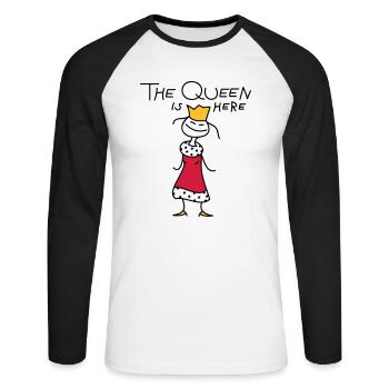 The Queen - Unisex Baseballshirt langarm - Weiß/Schwarz - Vorne - Nik (191cm)