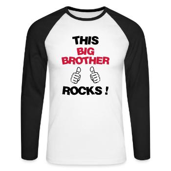 Frère Frangin Frere Naissance Bébé Frérot - T-shirt baseball manches longues Homme - blanc/noir - Devant - Nik (191cm)