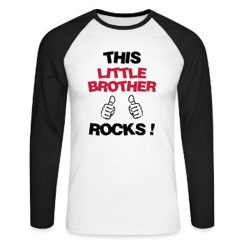 Frère Frangin Frere Naissance Bébé Frérot - T-shirt baseball manches longues Homme - blanc/noir - Devant - Nik (191cm)